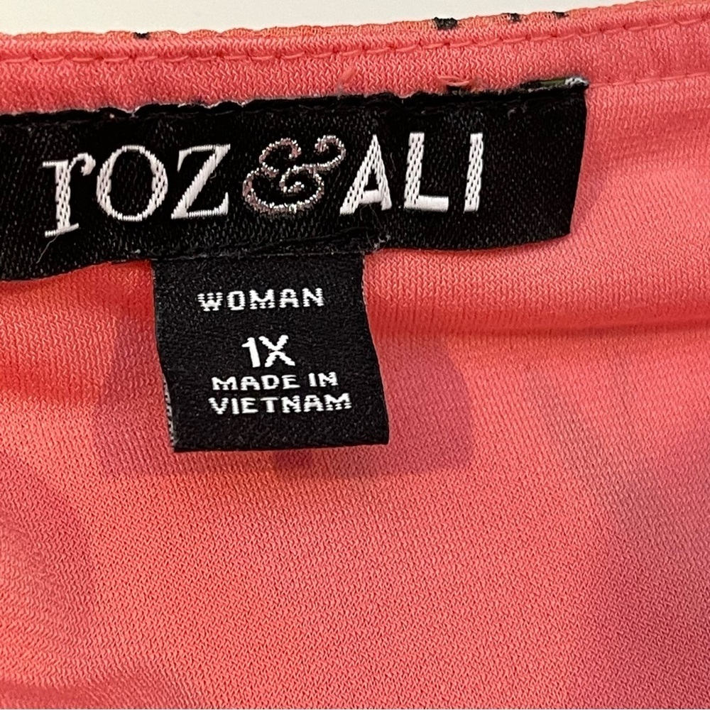 Roz and Ali peach Floral Blouse size XL - Picture 5 of 9
